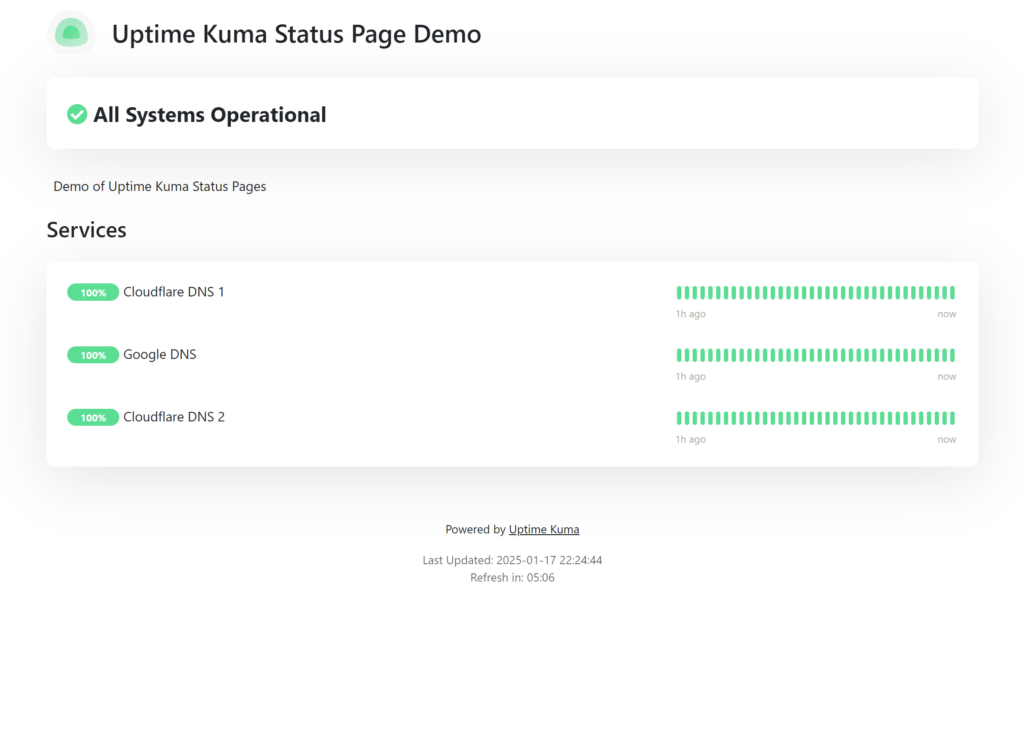 Uptime Kuma Status page